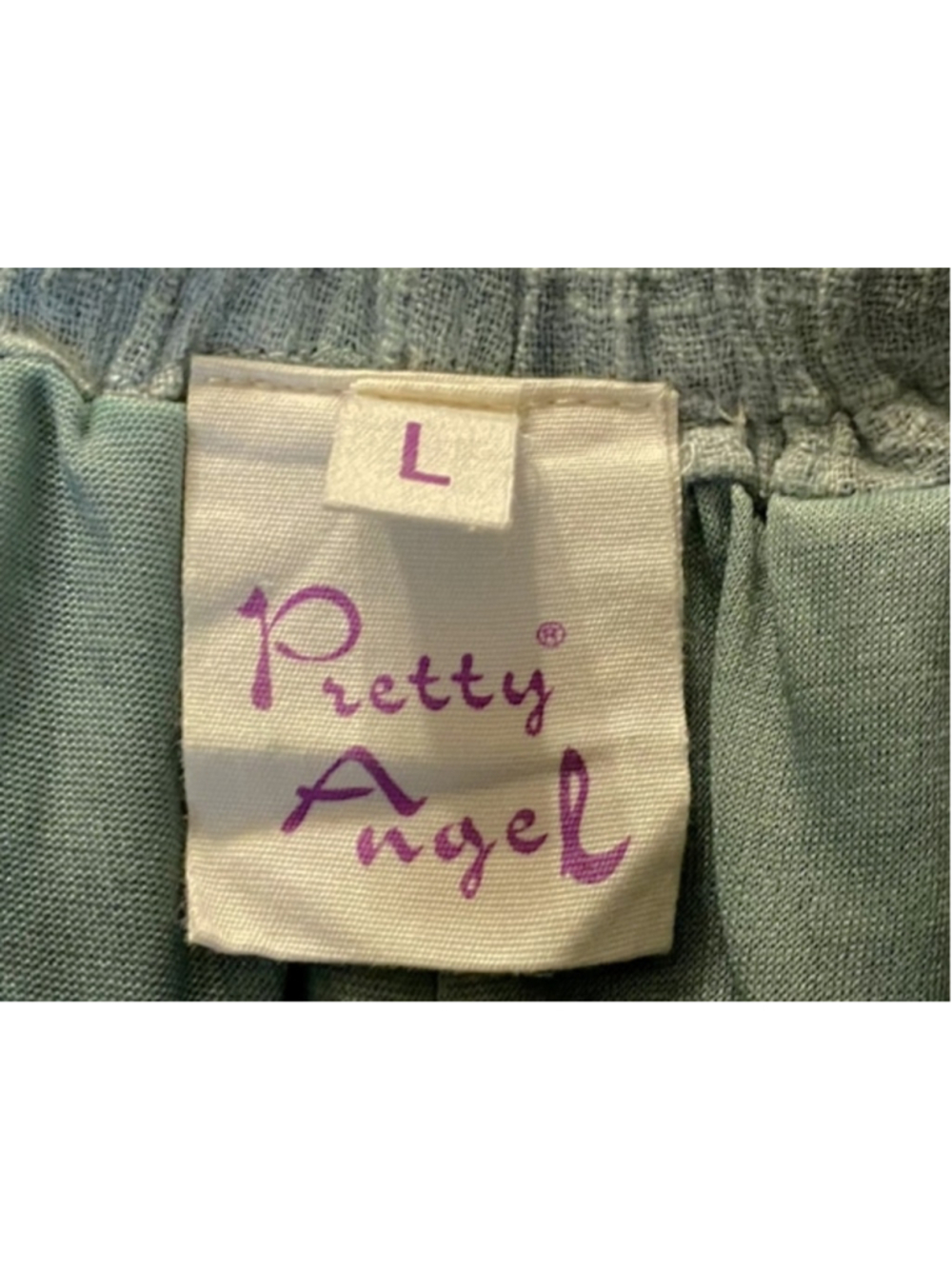 Pretty Angel Sage Green Boho Skirt L Crochet Lace Applique Fairycore Cottagecore - Picture 3 of 6